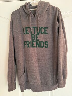 Sub_Urban Riot Gray Hoodie with Green 'LETTUCE BE FRIENDS' Print